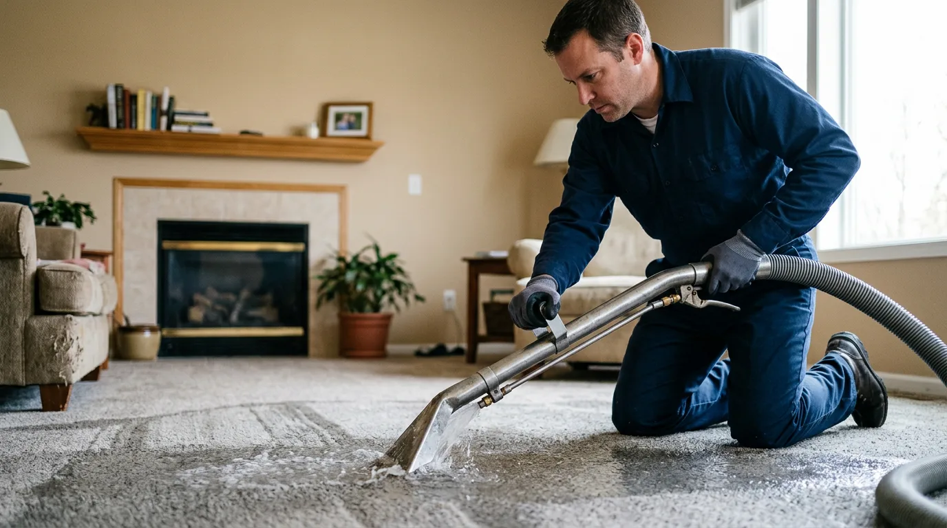 Water damage restoration technician working near Jolley, IA